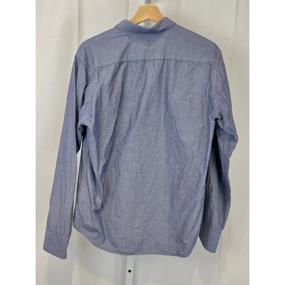 UNTUCKIT Patterned Button Front Long Sleeve Shirt Cotton Blue Size M